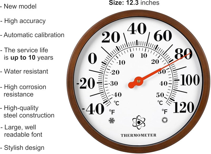 TERMOFLY 12.3 Large Numbers Premium Steel Outdoor/Indoor Thermometer Vintage Style Decorative - Image 2